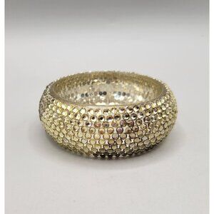 Bangle Bracelet Gold Striped Bling Acrylic Wide Width Lightweight